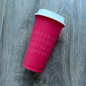 Starbucks Pink "Coffee Coffee Coffee" Reusable Cup with White Lid